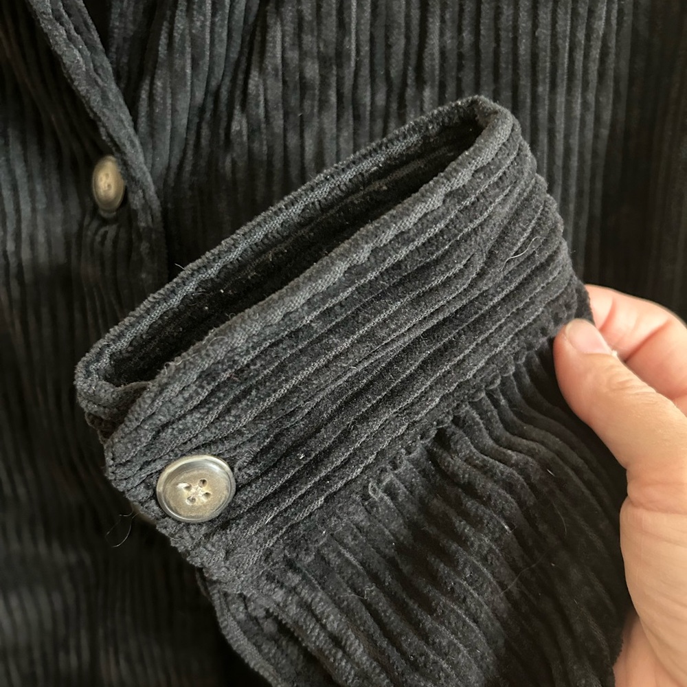 Reflex Black collard Corduroy Button-Down  Shacket- Y2K